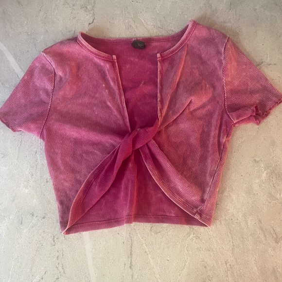Pink Knotted Crop Top - Picture 1 of 5